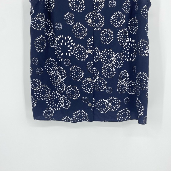 CAbi Wish Top #5215 Navy Blue White Dandelion Print Peplum Back - Picture 2 of 6